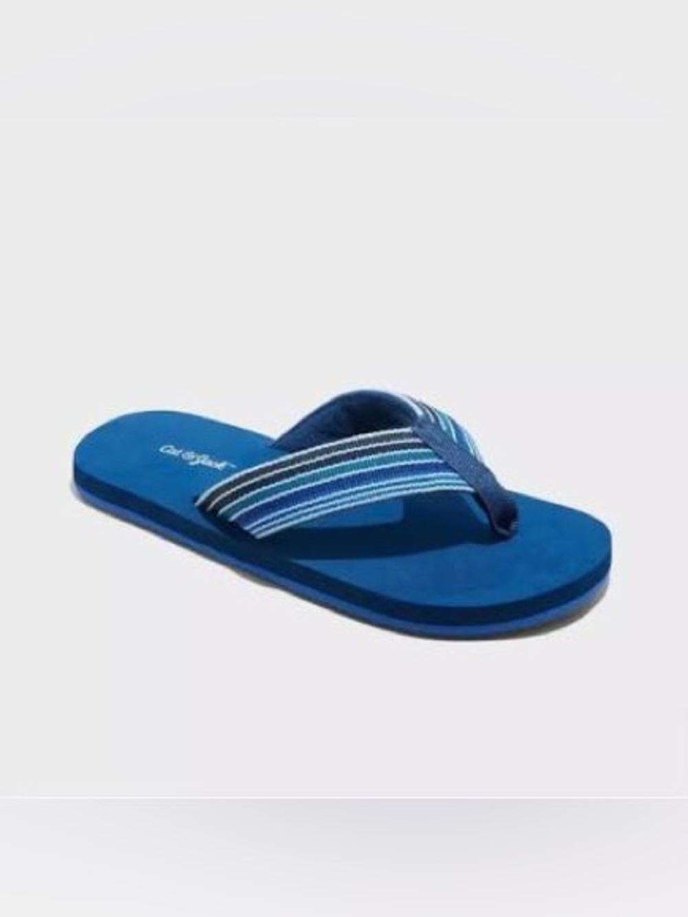 Cat & Jack Boys Blue Striped Flip-Flop Sandal SZ M 2/3